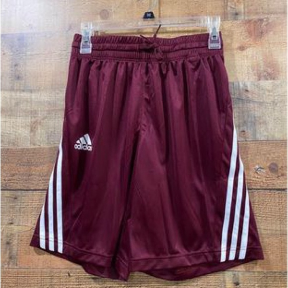 New With Tags Adidas 3 Stripe Maroon Basketball Shorts Size Small